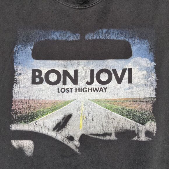 Hanes Heavyweight Men's Bon Jovi Lost Highway T-Shirt Black XL Rock Band - Picture 4 of 13